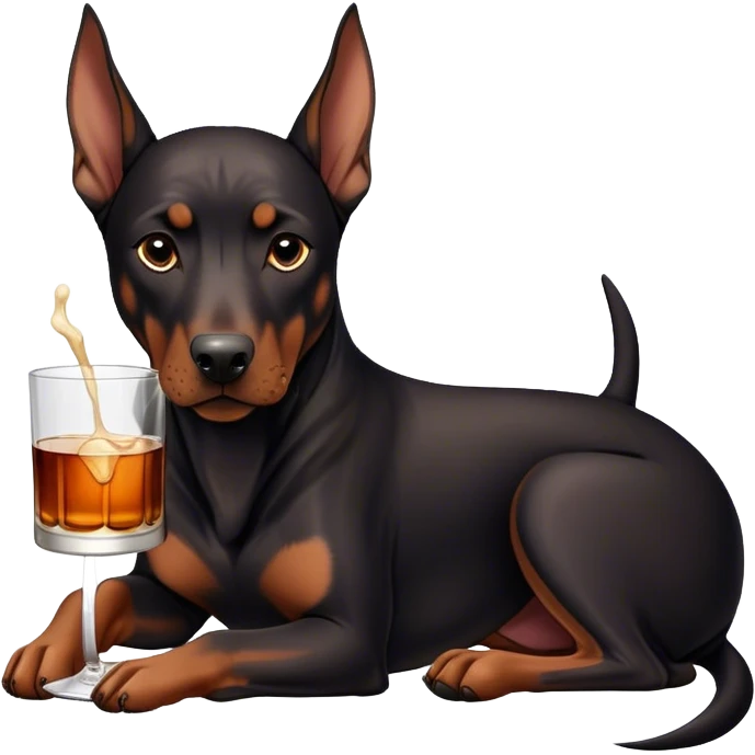 Doberman dog drinking whiskey emoji