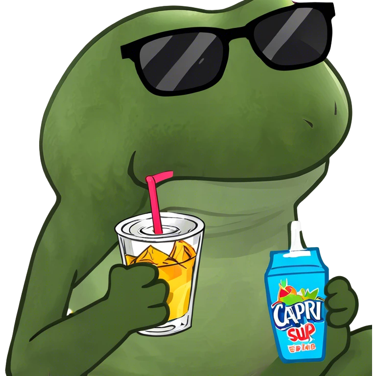 sitting, drinking a capri sun emoji