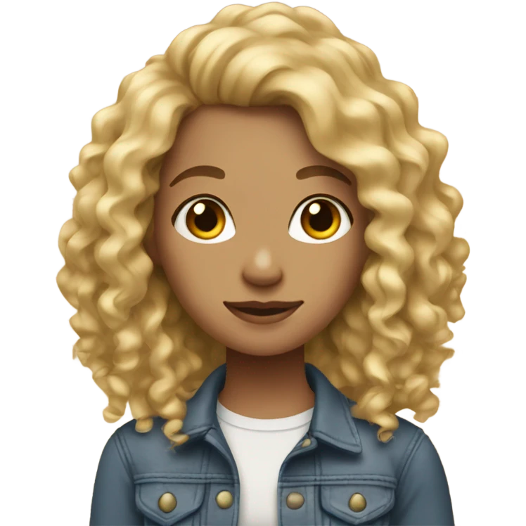 Teen girl with blonde curly hair  emoji