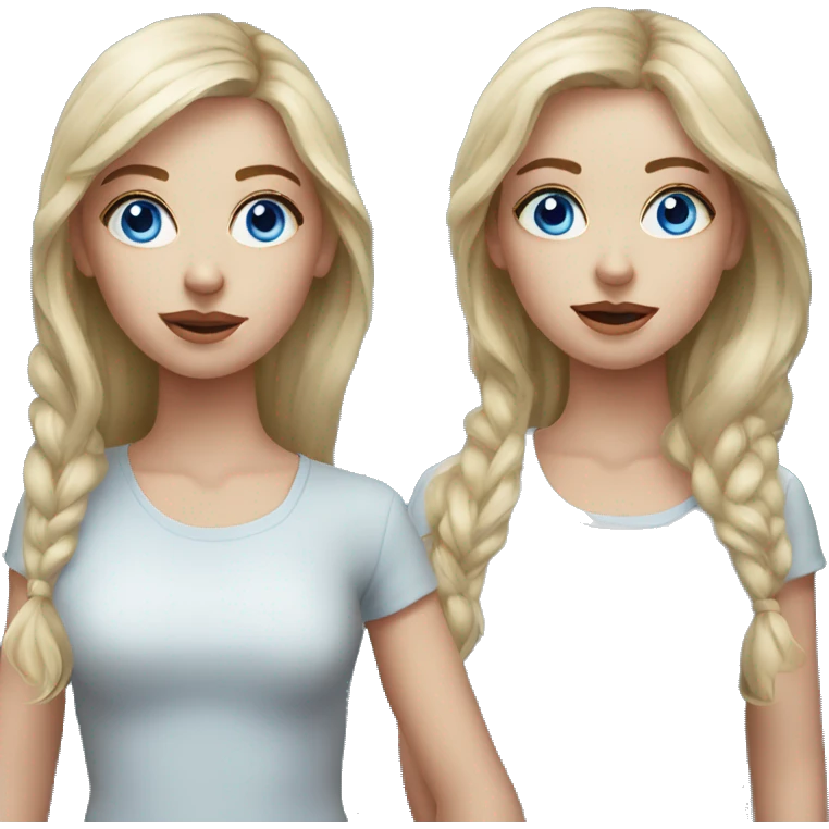realistic portrait of the same girl blue eyes  emoji