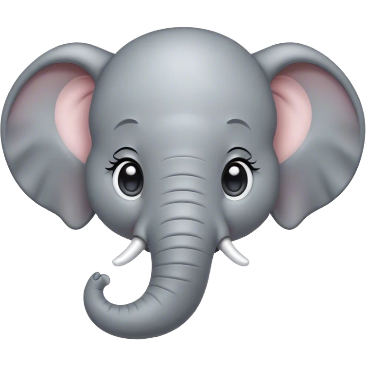 Cinematic Cute Elephant Portrait Emoji, Head tilted playfully and inquisitively, featuring a glossy gray hide with soft, rounded ears and round, sparkling eyes filled with curious wonder, Simplified yet irresistibly adorable features, highly detailed, glowing with a warm, friendly glow, high shine, affectionate and lively, stylized with a touch of gentle whimsy, bright and endearing, soft glowing outline, capturing the essence of a mischievous yet loving elephant, so playful it feels like it could lumber out of the screen into your arms! emoji