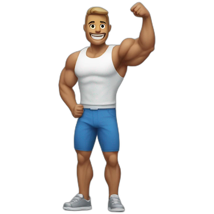 muscular man with fractured left arm smiling and showing thumbs up  emoji