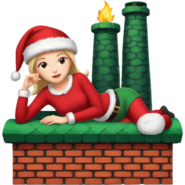 Cristmas Female lie down on a chimney emoji