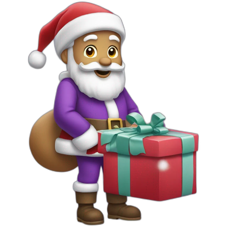 Santa Claus dressed in purple delivering presents emoji