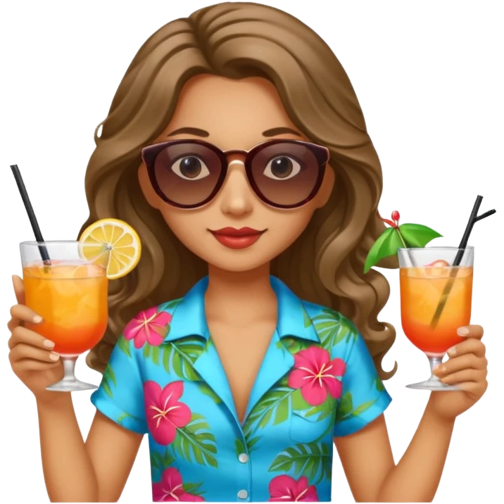 chill girl long curling hair in drink holders with sunglasses emoji
