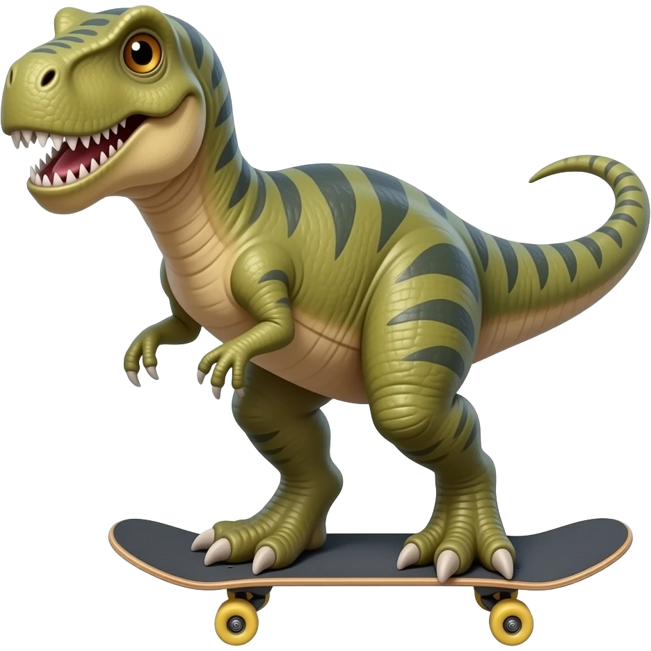 Dinosaur on a skateboard emoji
