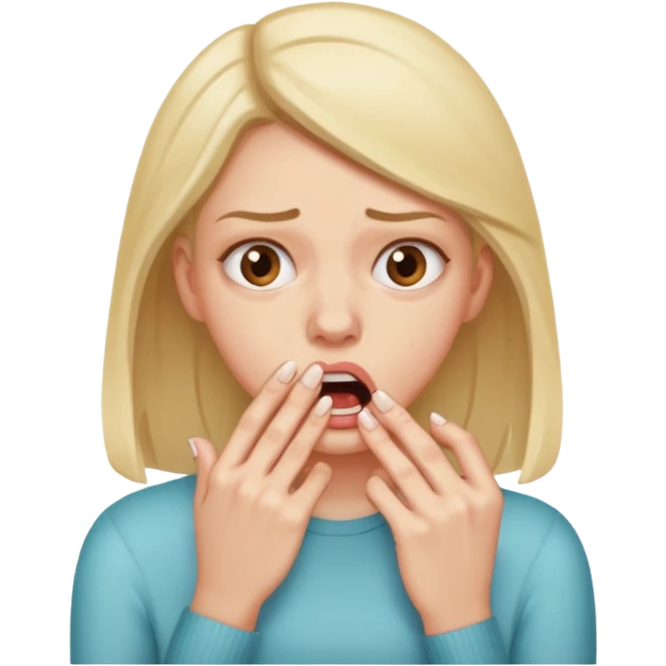 woman bitting nails anxious and sweating emoji