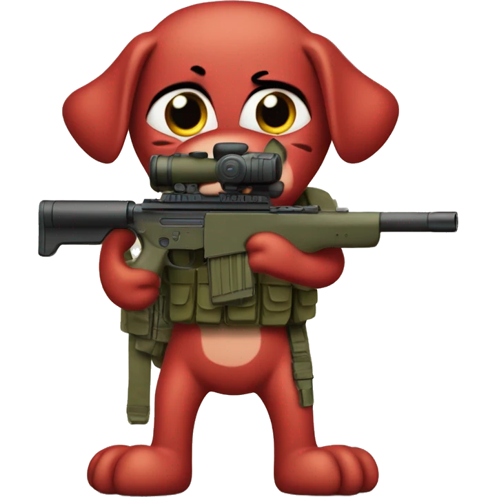 Clifford the big red dog cartoon humanoid military sniper emoji