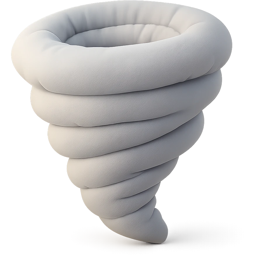 plush cushion tornado, stylized and cute emoji