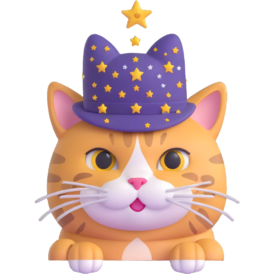 cat magician with a starry hat emoji