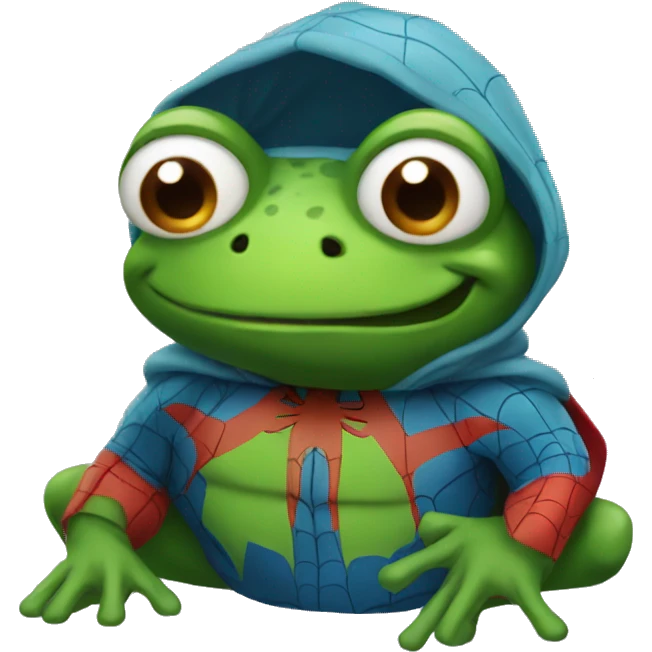 A frog in a spider-man costume emoji