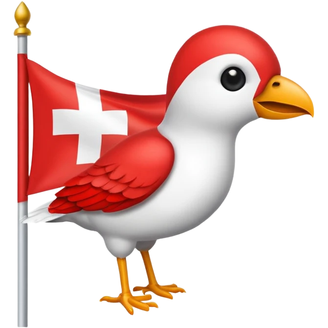 Make a emoji flag of Switzerland with a bird on top and make sure the bird is on the flag with no shadow emoji