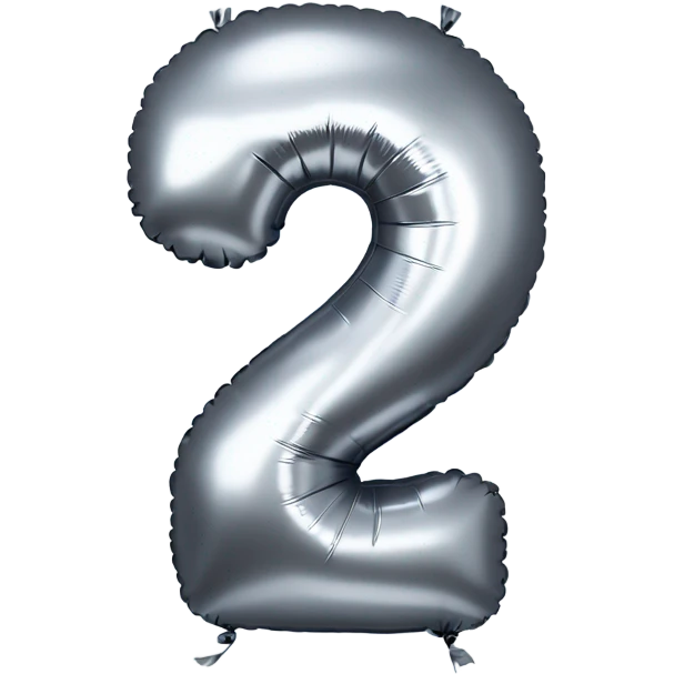 Silver balloon in shape of number 2 emoji
