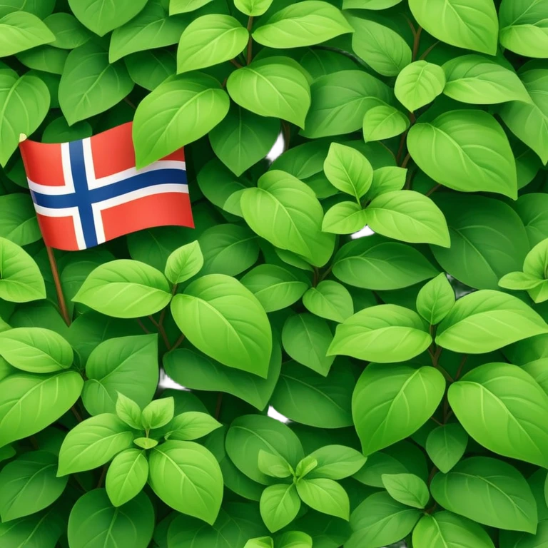 Norweigan flag with a green plant in it. emoji