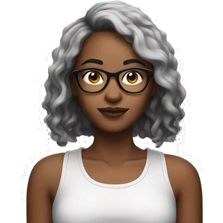Girl with glasses, split dyed hair black and white  emoji