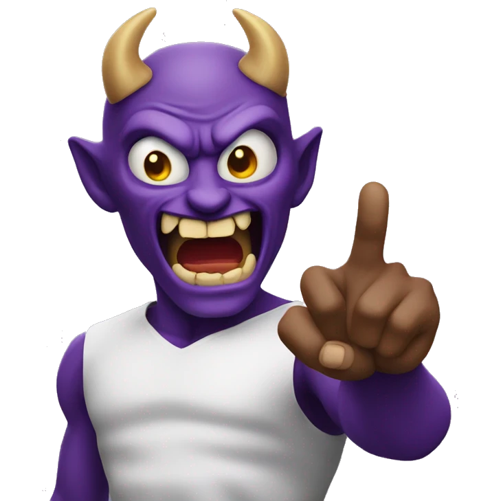 a purple demon says shut up with his hand emoji