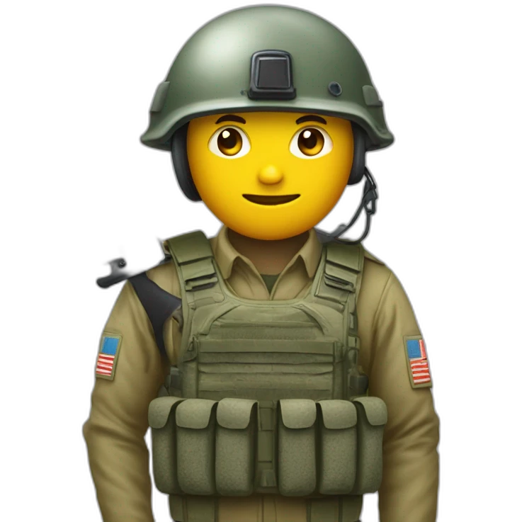 Un pousin avec un casque militaire et un couteau emoji