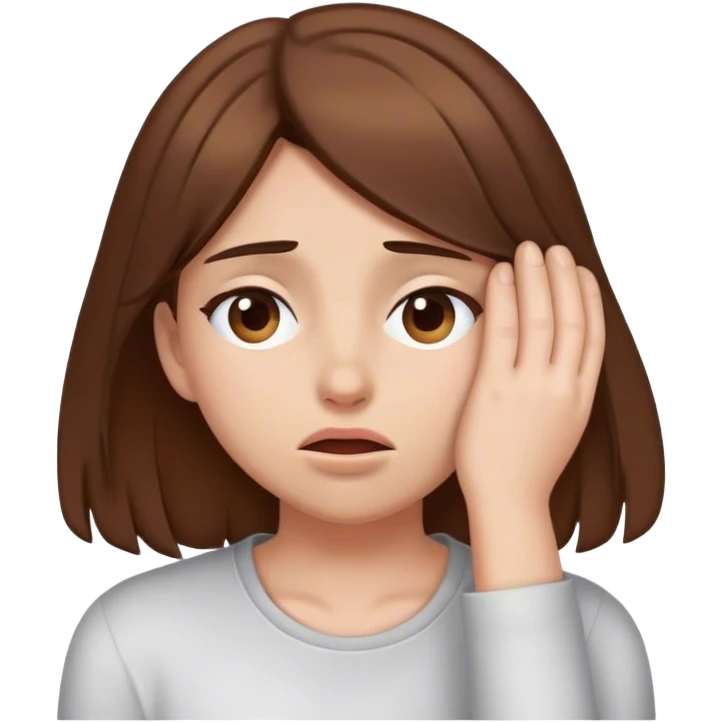 Brown hair, embarrassed, girl covering eyes emoji