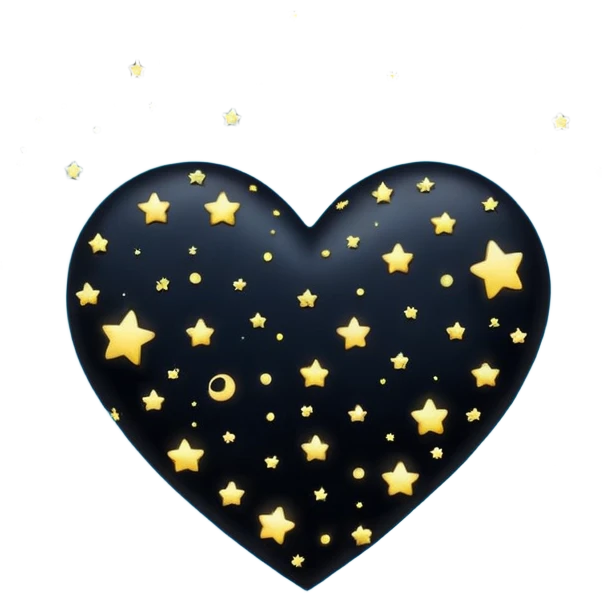 emo heart with night sky and falling stars emoji