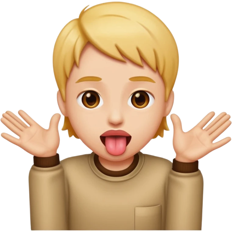 Tongue out with hands to the side emoji