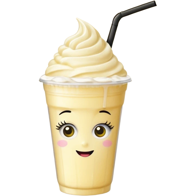 banana milkshake in a take-out cup with glassess and long lashes emoji