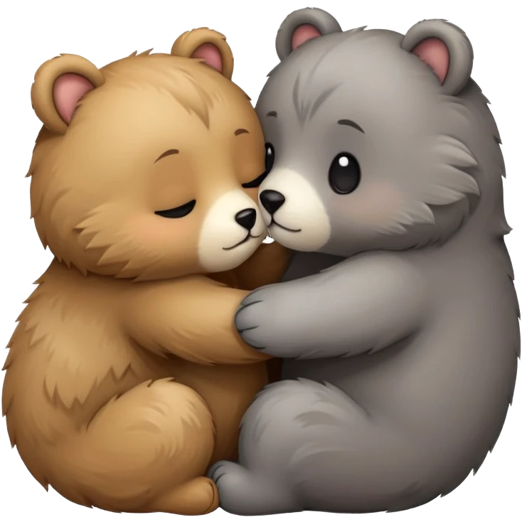 A bear and a cat kissing emoji