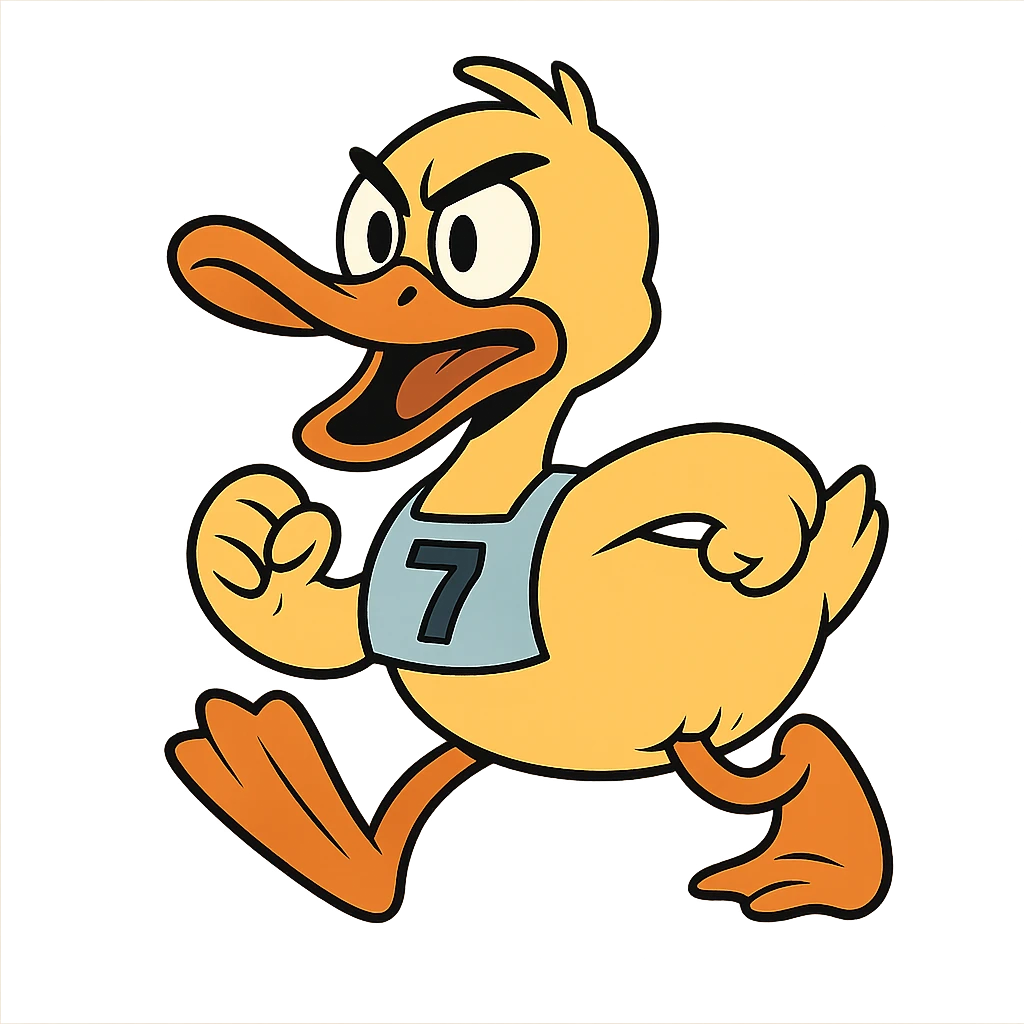 cartoon duck for a duck race in flat toon style emoji