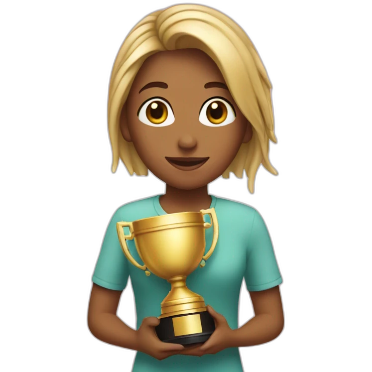 the girl holding the trophy emoji