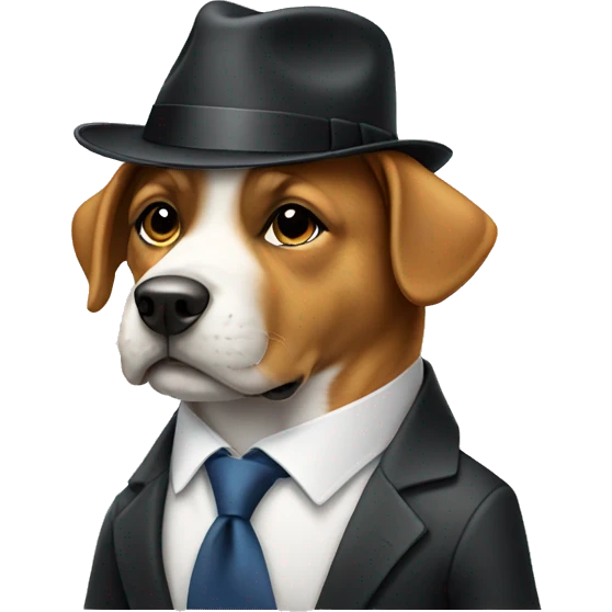 Dog wearing a suit and fedora emoji