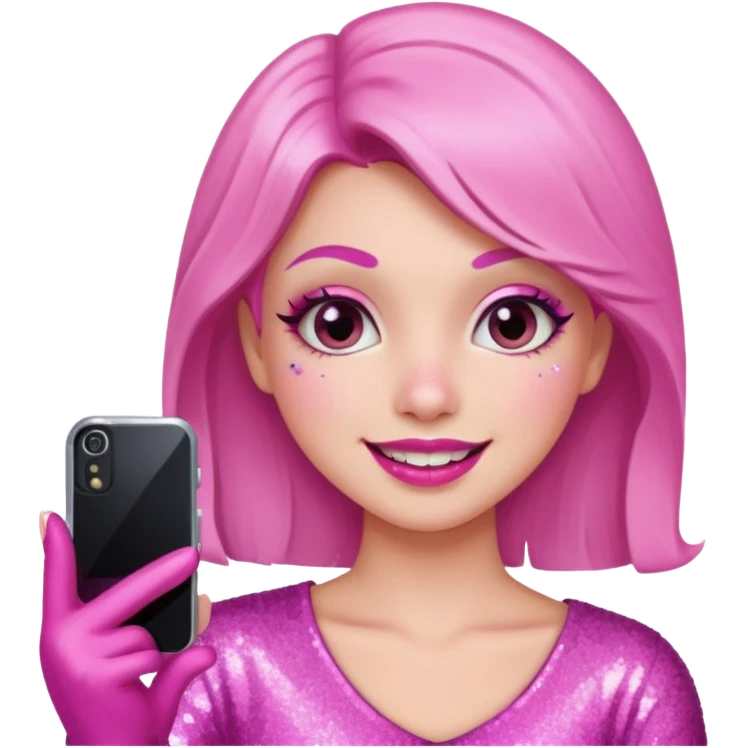 glitter pink girl naughty selfie emoji