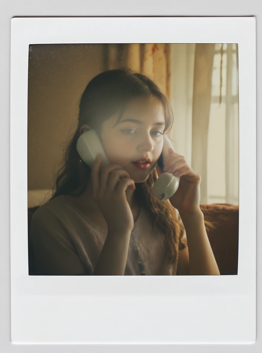 girl talking on telephone in her room emoji
