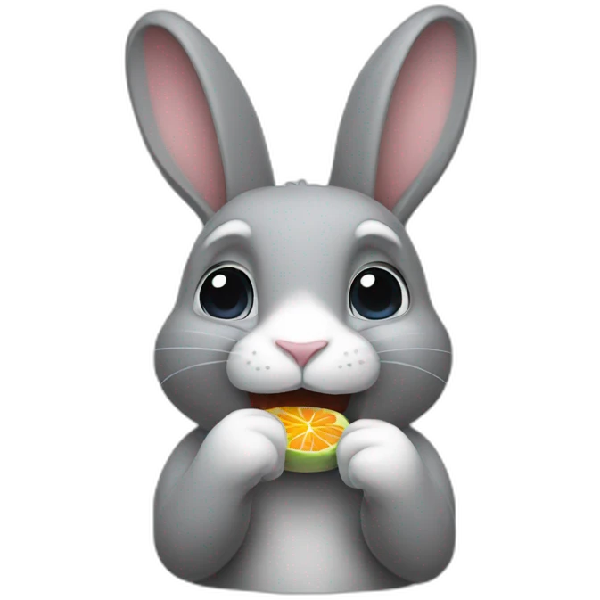 Grey rabbit eat fruit loop emoji