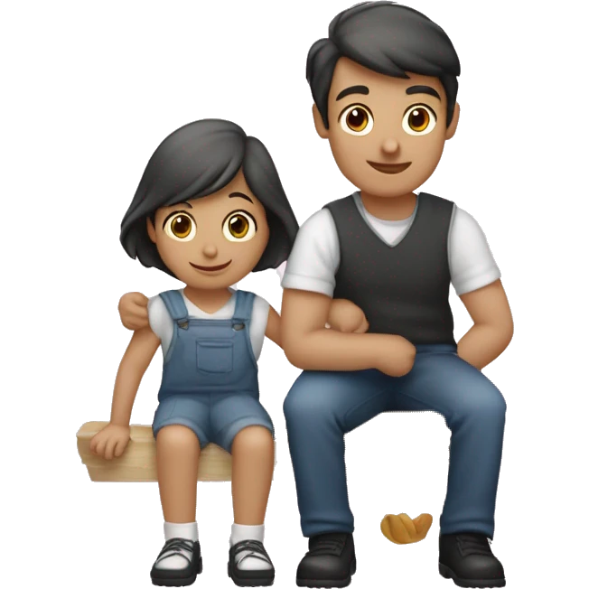 Un garçon et deux filles jumelles emoji