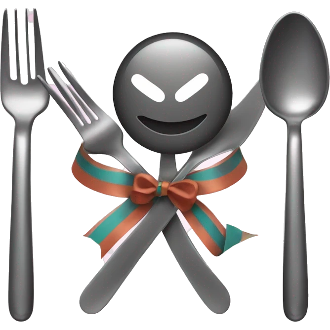 spoon and fork with a ribbon emoji