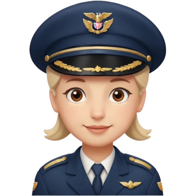 pilot wearing a captain hat, sheepish apologetic smile, small blush cheeks, giving a gentle salute, emoji