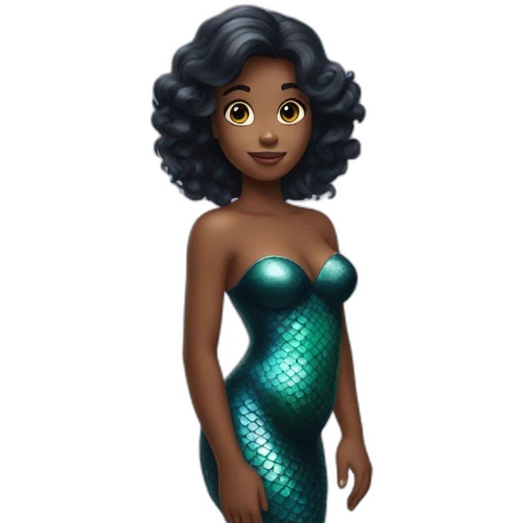little-mermaid poisson noir girl emoji