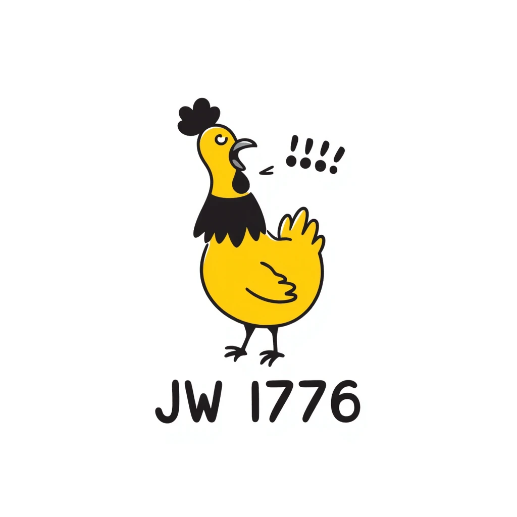 shouting yellow long neck chicken with the words 'JW 1776' emoji