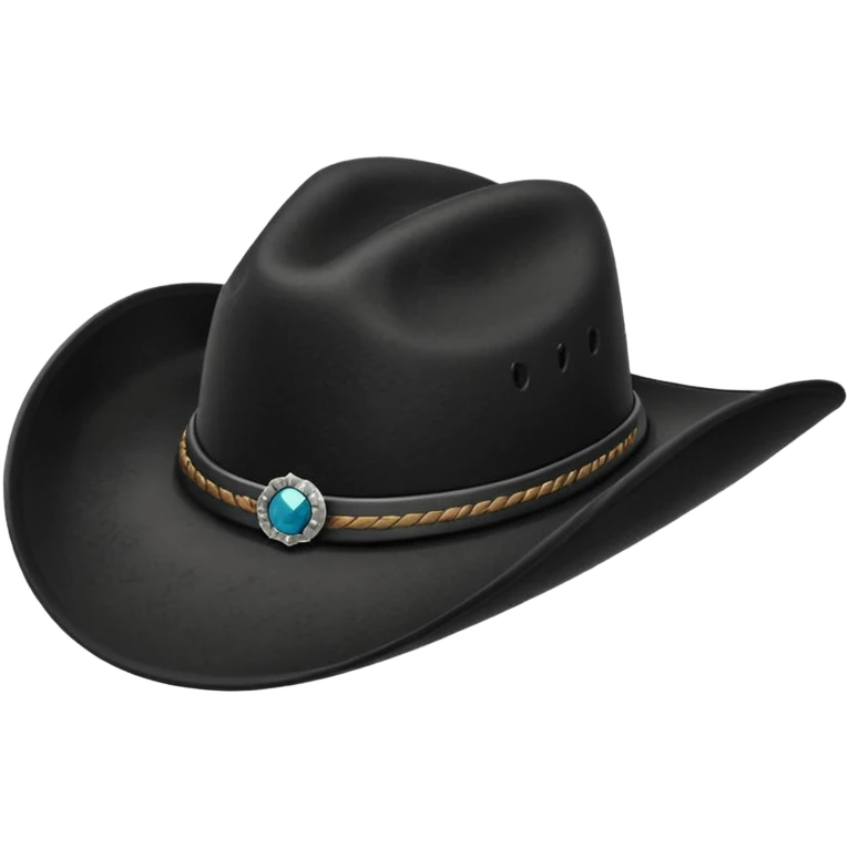 black cowboy hat with a black feather emoji