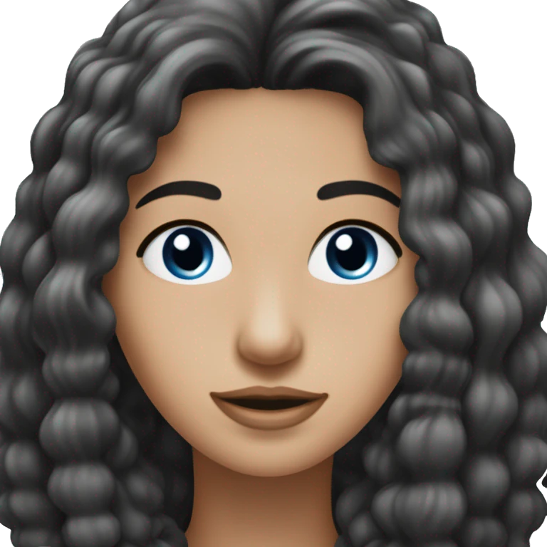 lange schwarze offene  haare, weiße hautfarbe, weiblich, blaue augen emoji