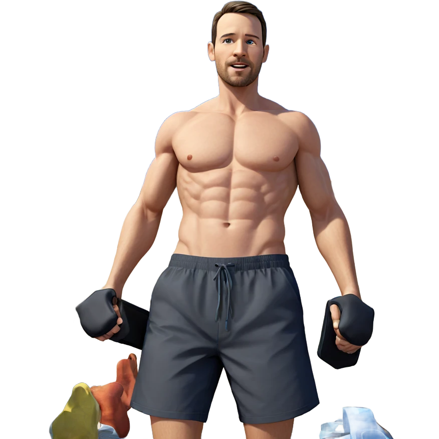 topless guy under blue sky emoji