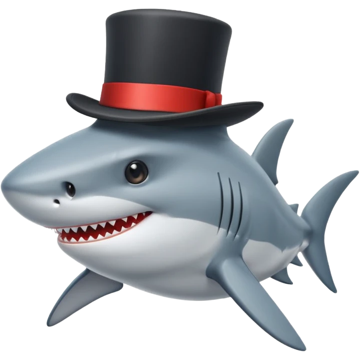 Shark with a top hat emoji