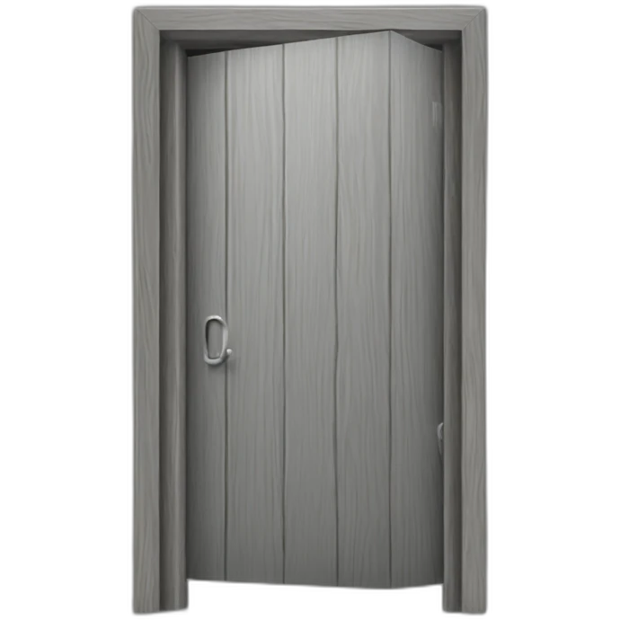 One gray wood open door perspective emoji