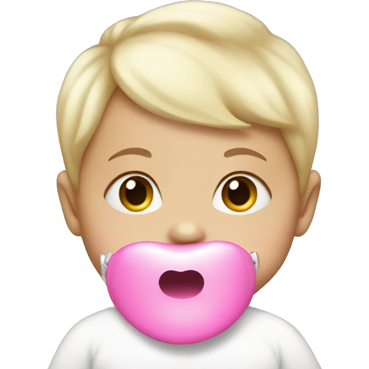 White baby girl with a pink pacifier in mouth emoji