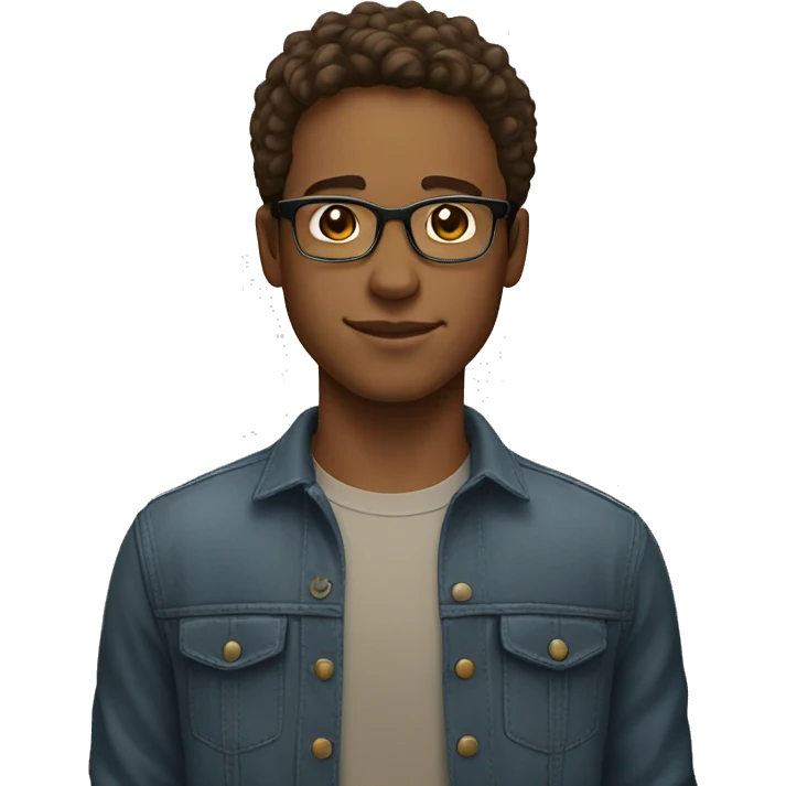 Young man with brown hair light skin and with glasses  emoji