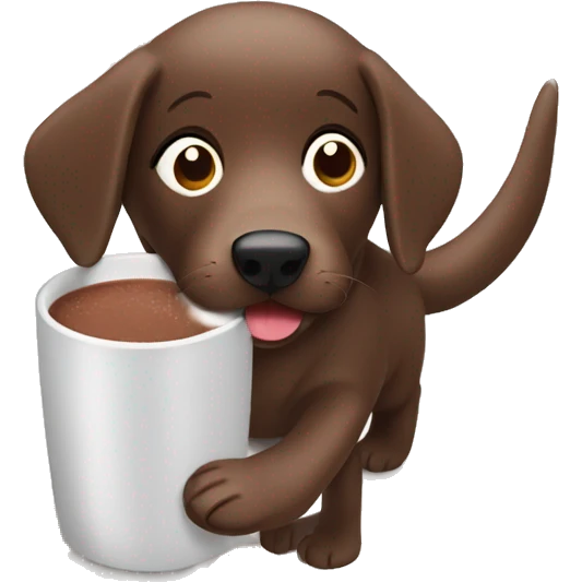 Chocolate Labrador drinking hot cocoa emoji