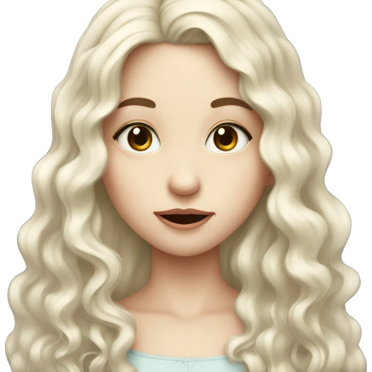 a girl with pale skin dark eyes long curly dark hair, sticking her tongue out  emoji