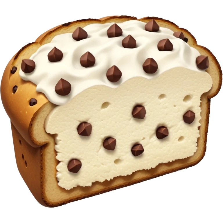 a slice of bread with ricotta and chocolate chips on top emoji