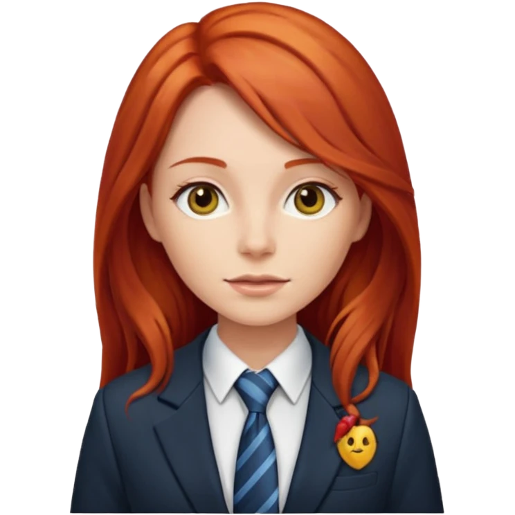 long red haired woman with tie and blazer emoji