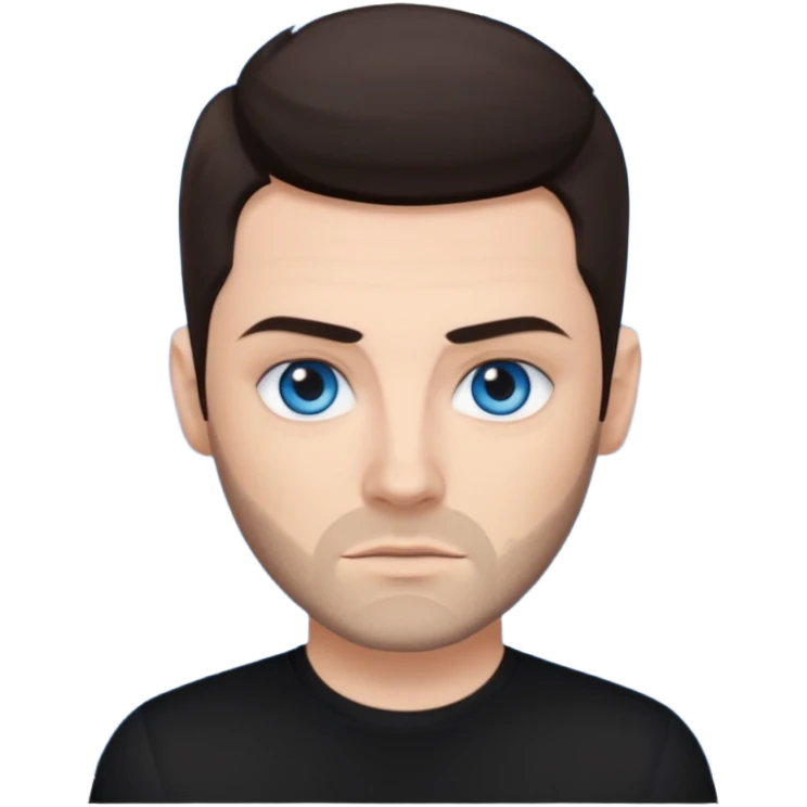Shane Lynch with blue eyes, dark brown hair, black shirt emoji