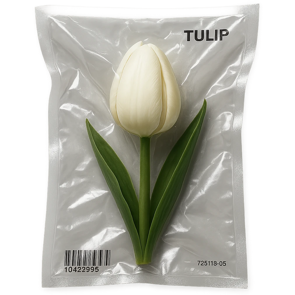white tulip vacuum sealed style emoji
